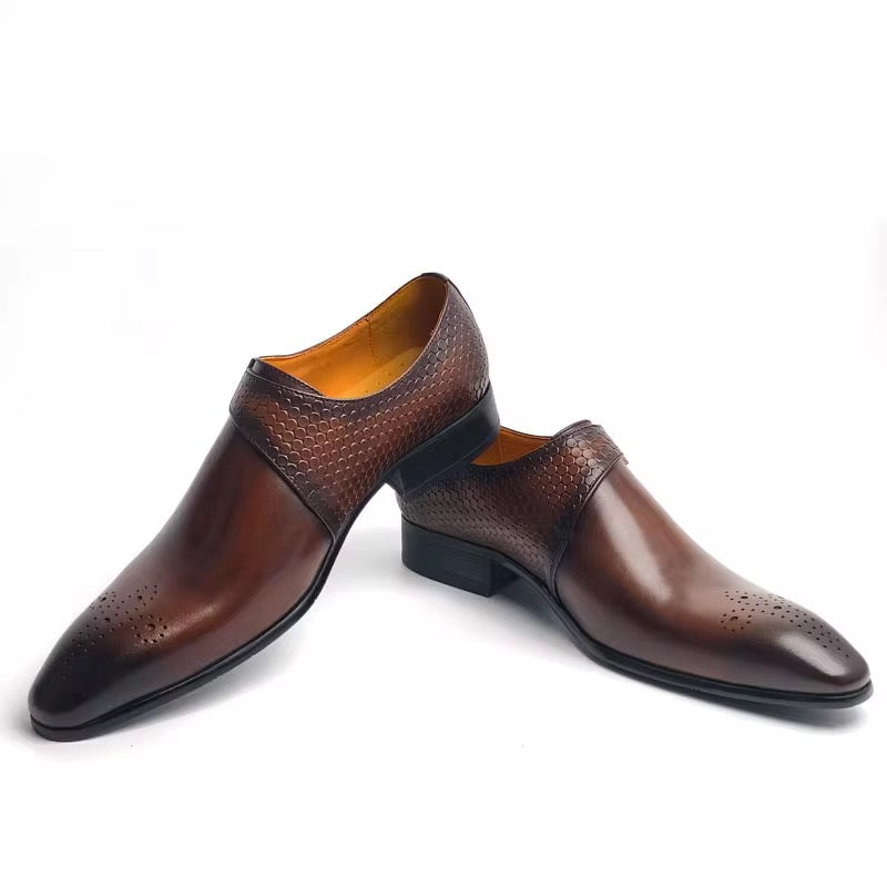 Men’s Brown Leather Monk Strap Dress Shoes –