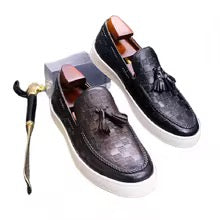 Mocha Grid Tassel Loafers