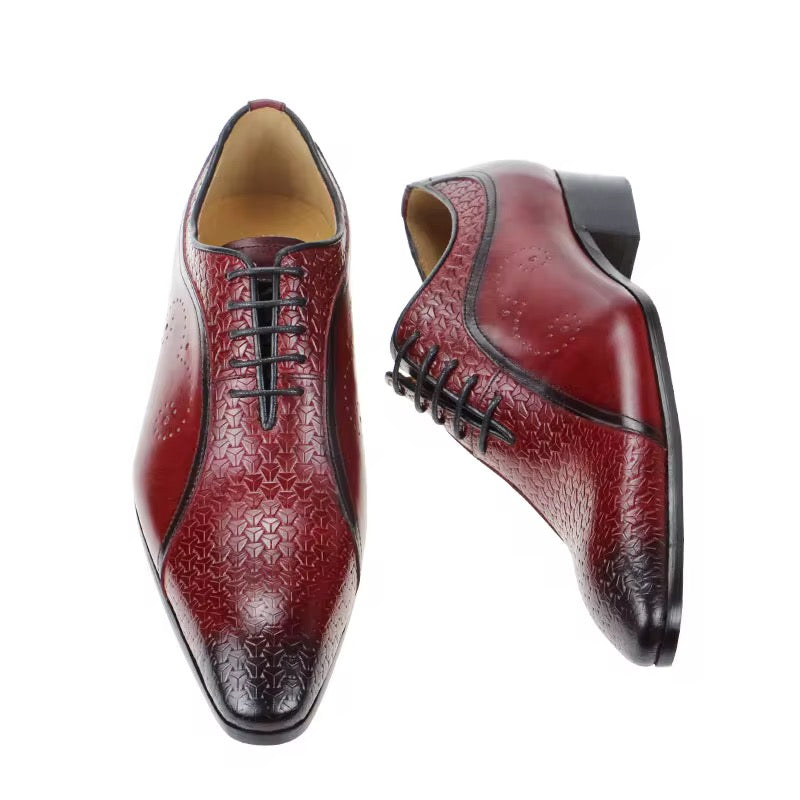Men’s Luxury Handcrafted Leather Oxford – Woven Texture & Burnished Finish