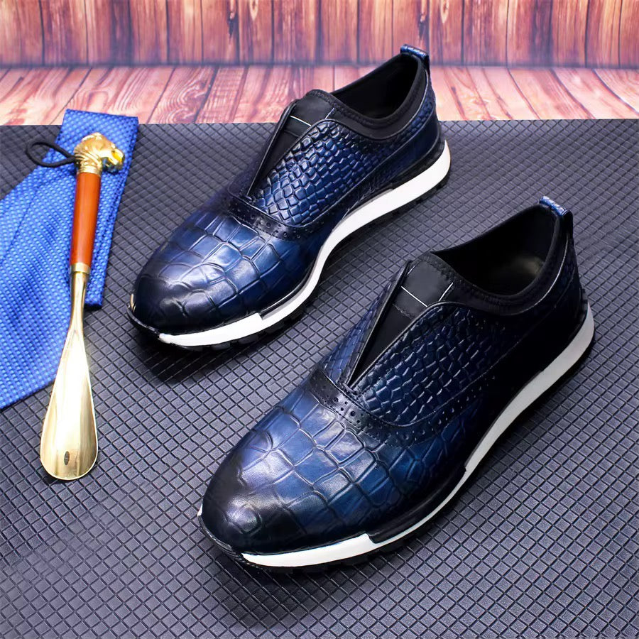 Men’s Croc-Embossed Slip-On Dress Sneakers