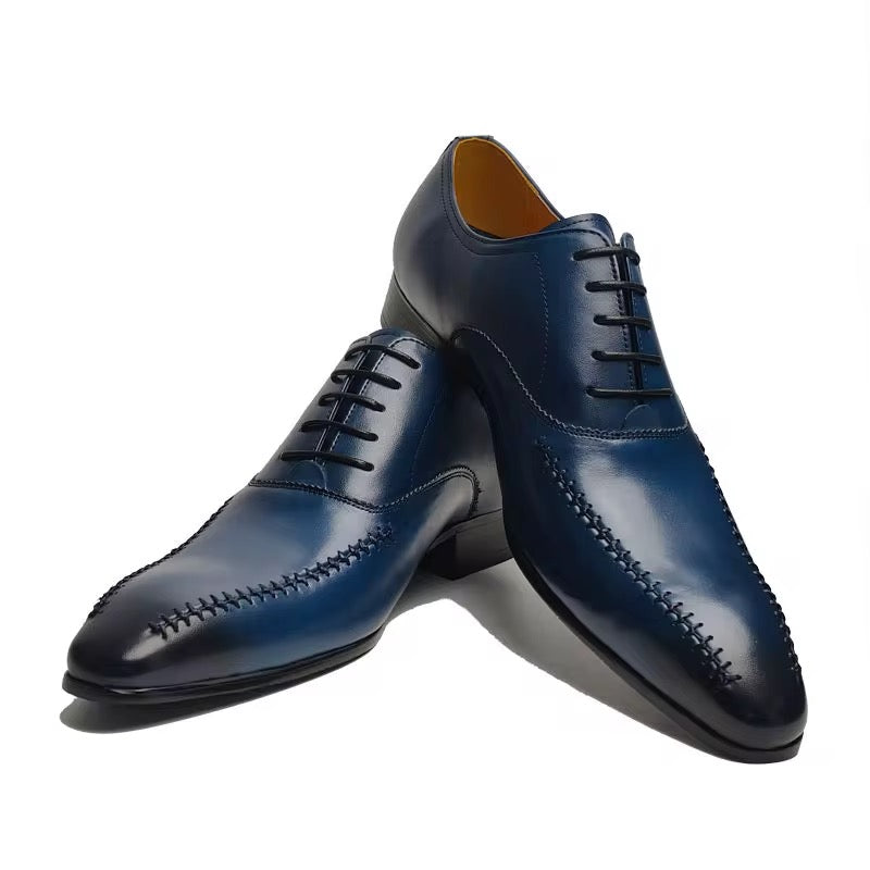 Men’s Luxury Navy Blue Oxford Dress Shoes – Handcrafted Genuine Leather