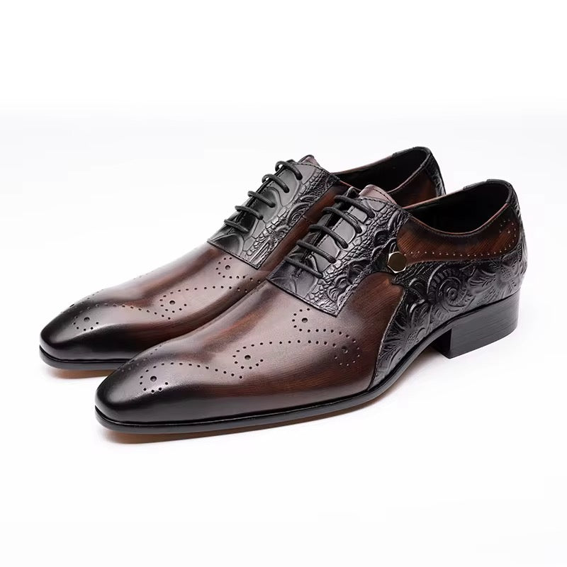 Midnight Brogue: Dual-Tone Leather Lace-Up
