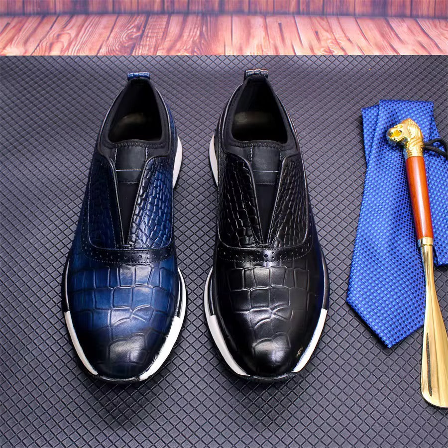 Men’s Croc-Embossed Slip-On Dress Sneakers