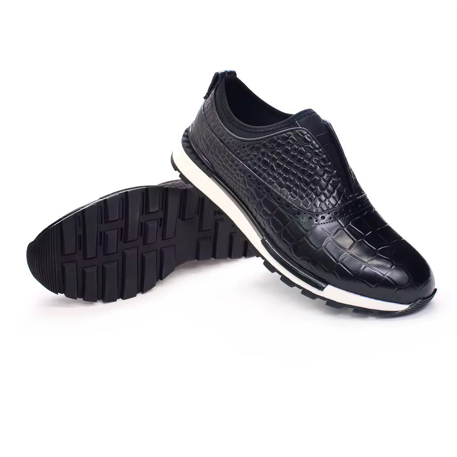 Men’s Croc-Embossed Slip-On Dress Sneakers