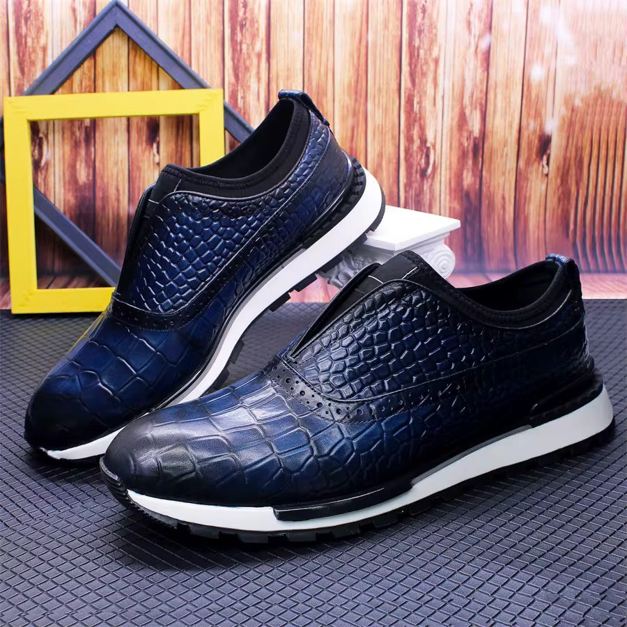 Men’s Croc-Embossed Slip-On Dress Sneakers