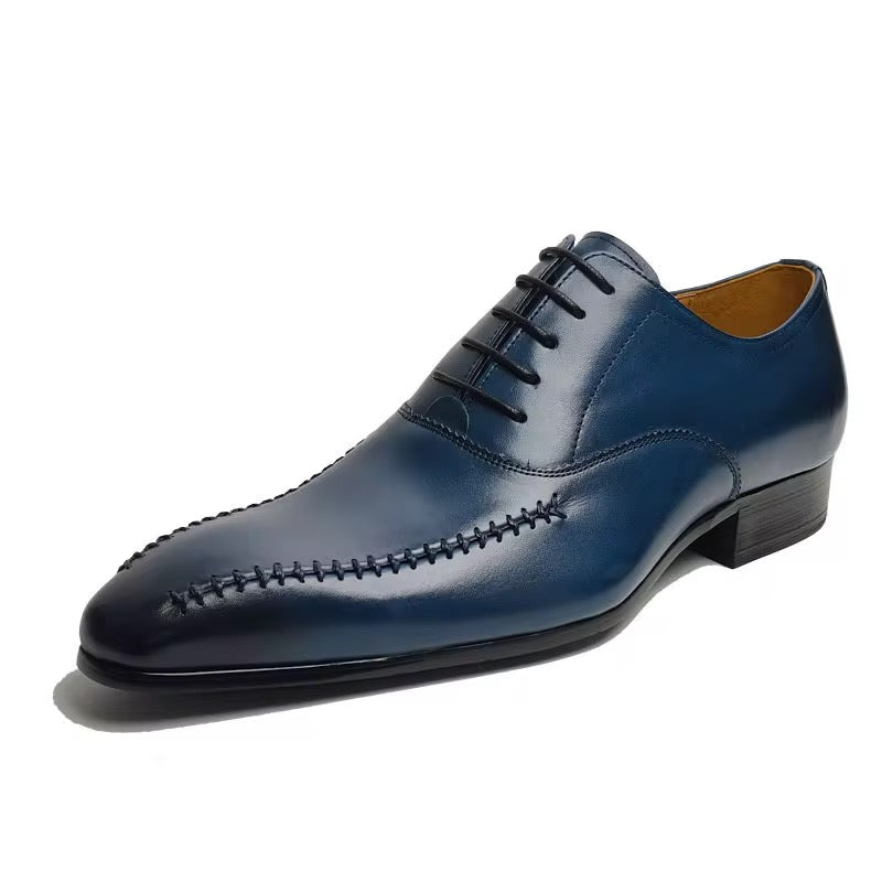 Men’s Luxury Navy Blue Oxford Dress Shoes – Handcrafted Genuine Leather