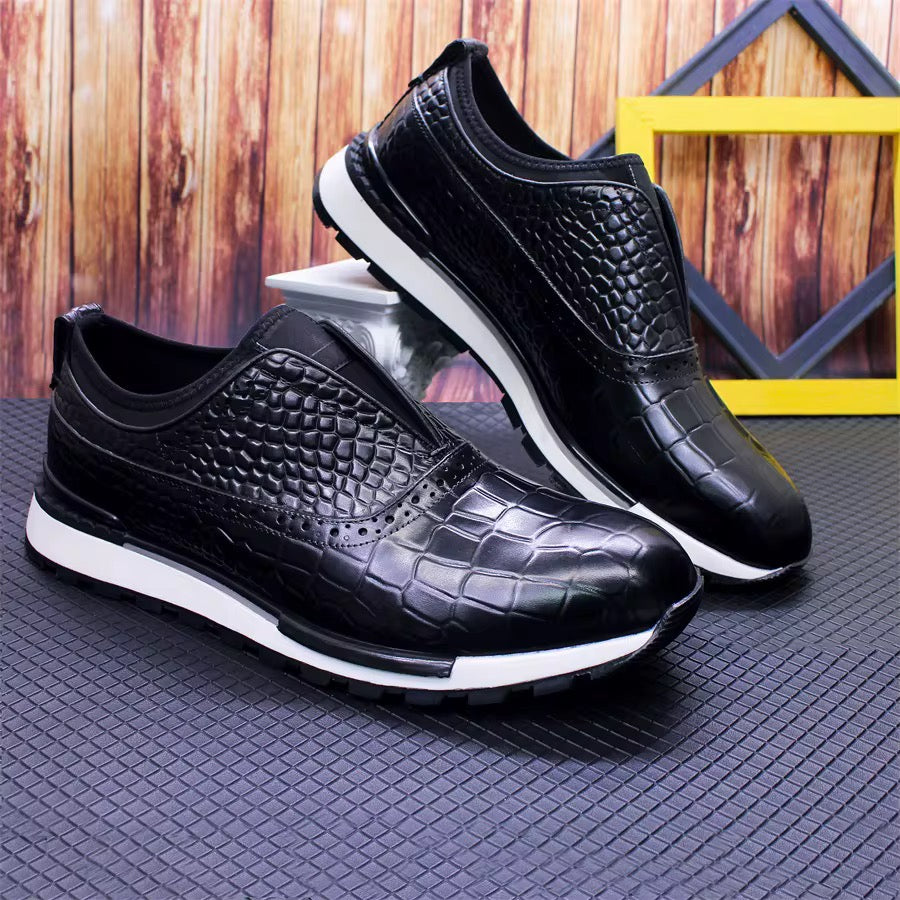 Men’s Croc-Embossed Slip-On Dress Sneakers