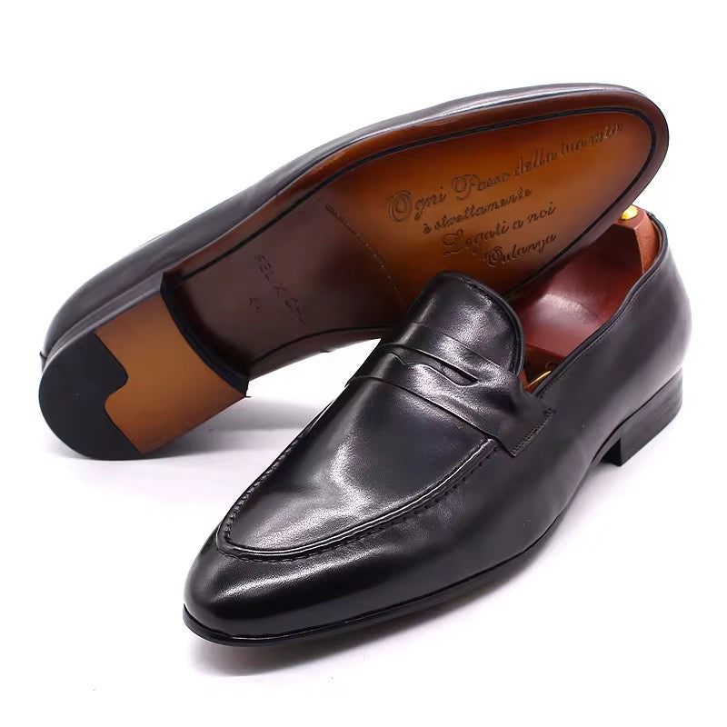 Classic Brown & Black Leather Penny Loafers