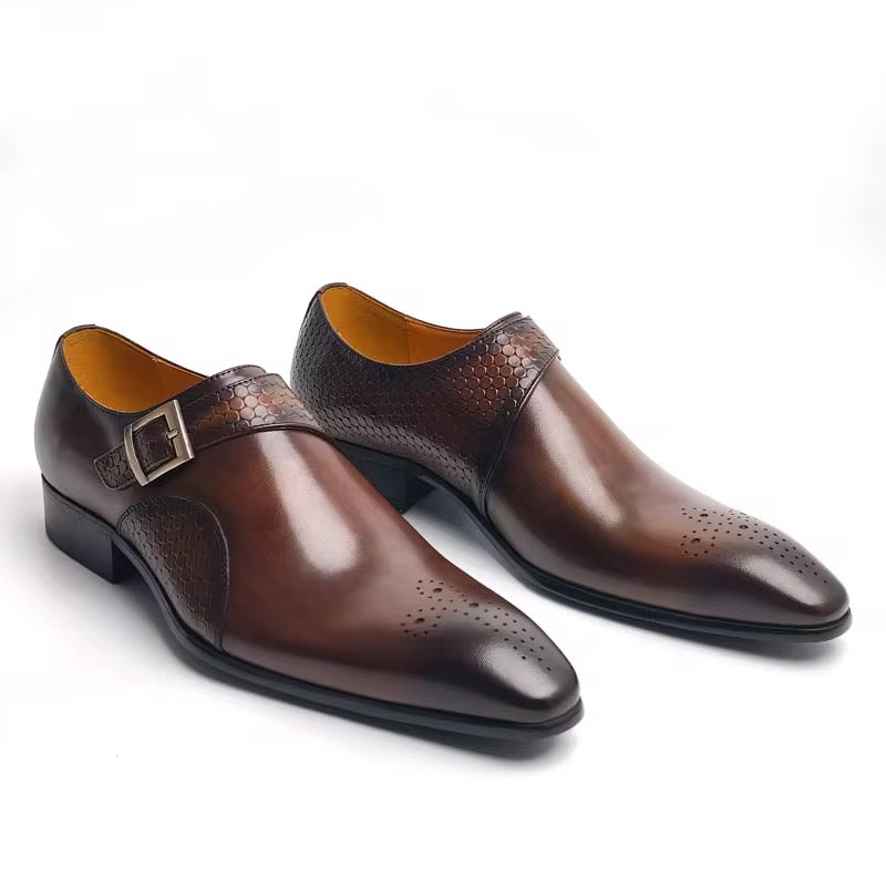 Men’s Brown Leather Monk Strap Dress Shoes –