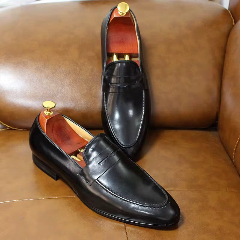 Classic Brown & Black Leather Penny Loafers