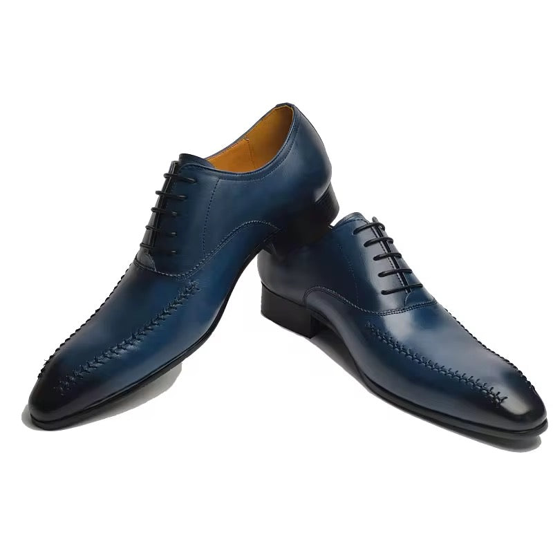 Men’s Luxury Navy Blue Oxford Dress Shoes – Handcrafted Genuine Leather