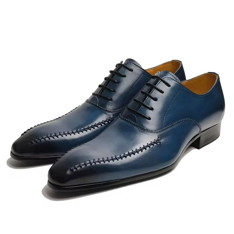 Men’s Luxury Navy Blue Oxford Dress Shoes – Handcrafted Genuine Leather