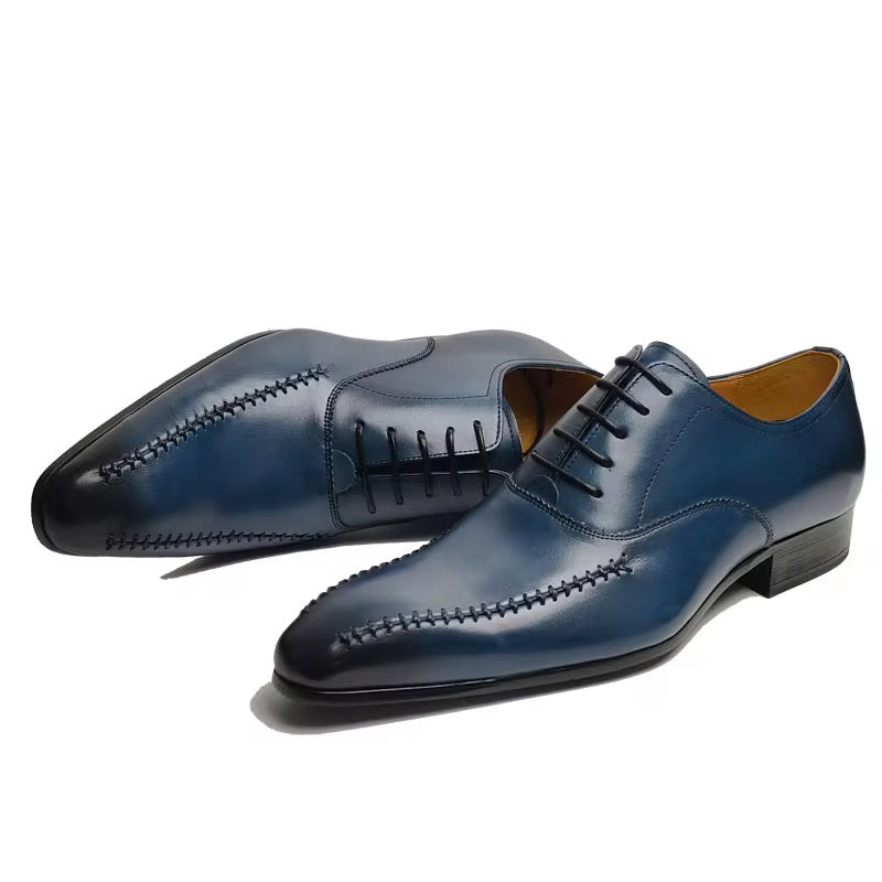 Men’s Luxury Navy Blue Oxford Dress Shoes – Handcrafted Genuine Leather