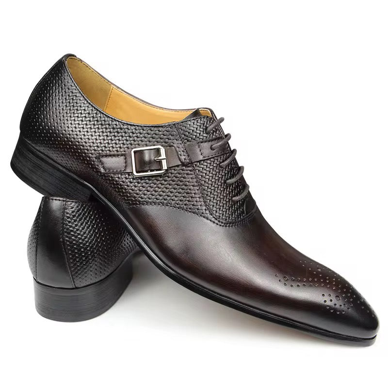 Men’s Black Genuine Leather Monk Strap Oxford Dress Shoes