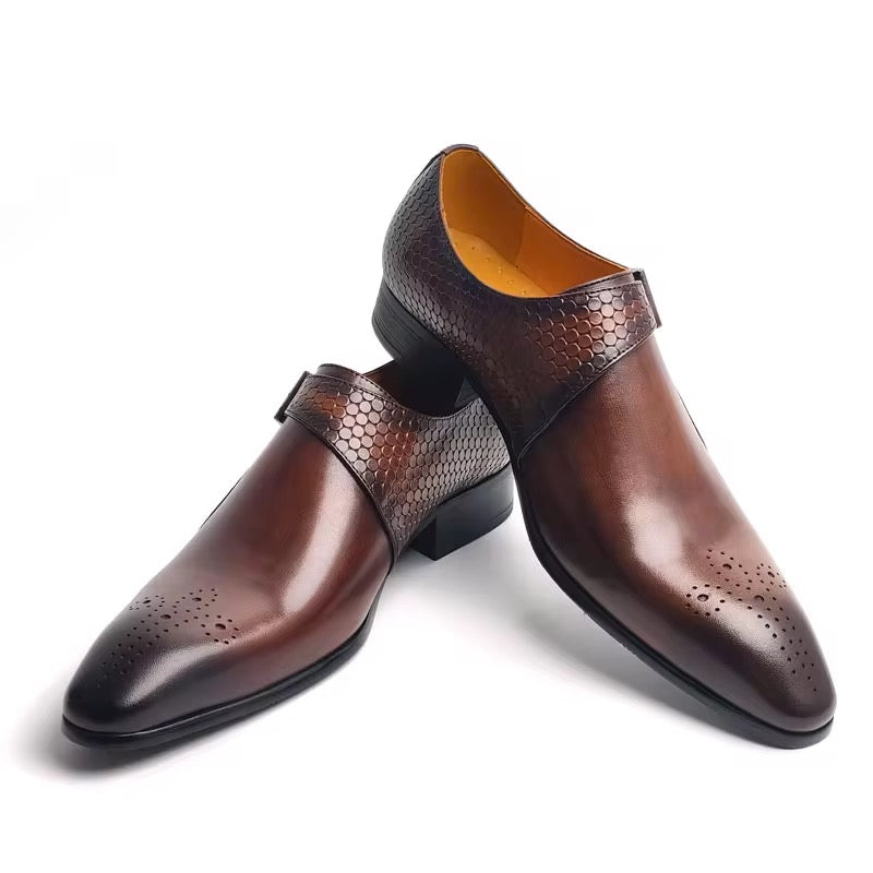 Men’s Brown Leather Monk Strap Dress Shoes –