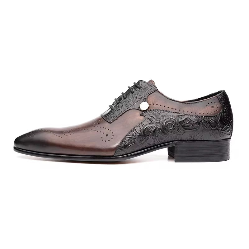 Midnight Brogue: Dual-Tone Leather Lace-Up