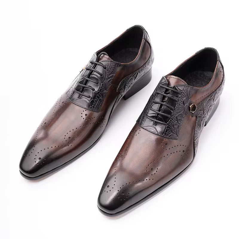 Midnight Brogue: Dual-Tone Leather Lace-Up