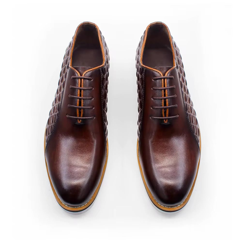 Premium Brown Leather Lace-Ups sneaker with Contrast Sole