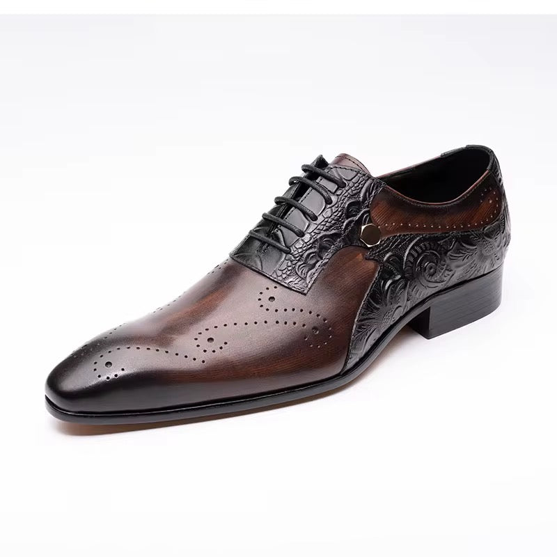 Midnight Brogue: Dual-Tone Leather Lace-Up