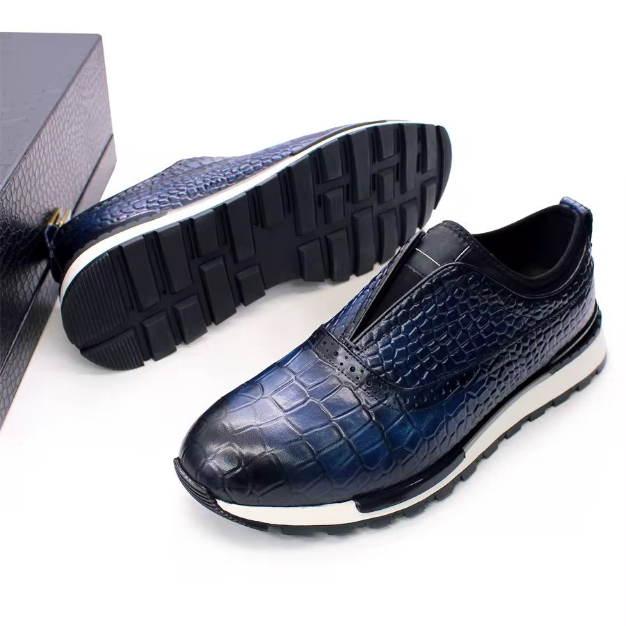 Men’s Croc-Embossed Slip-On Dress Sneakers