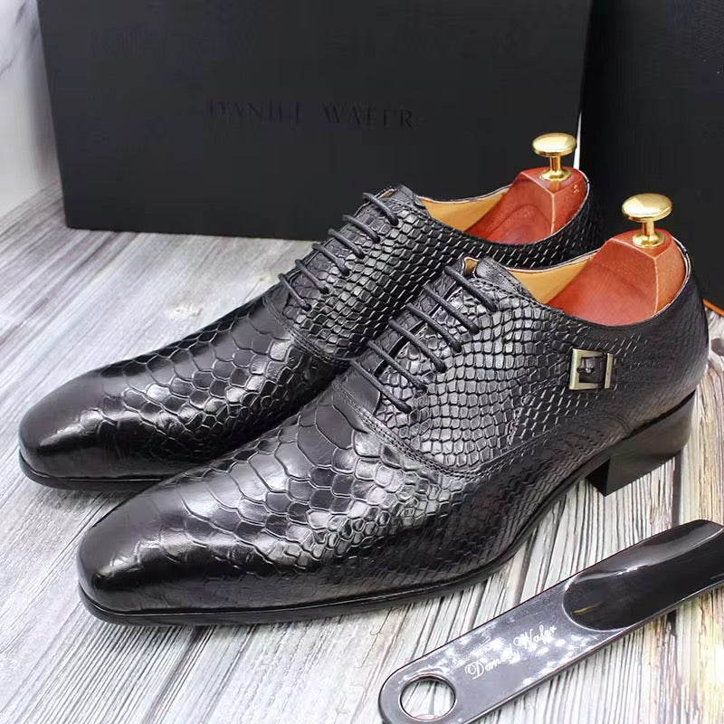 Azure Serpent Buckle Oxfords