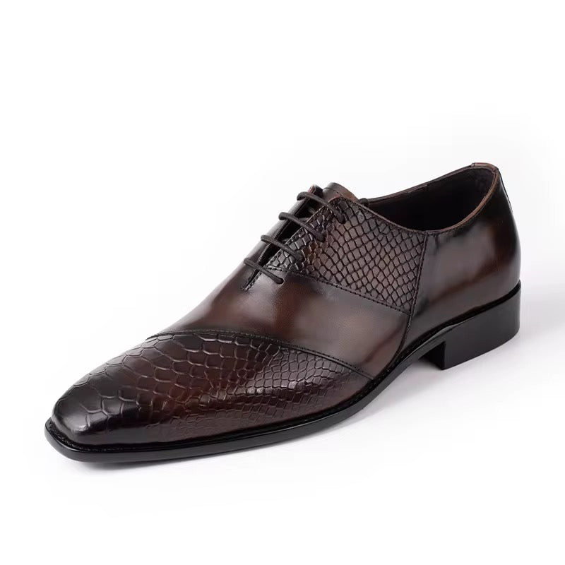 Italian-Style Men’s Genuine Leather Oxford Shoes with Crocodile Embossing